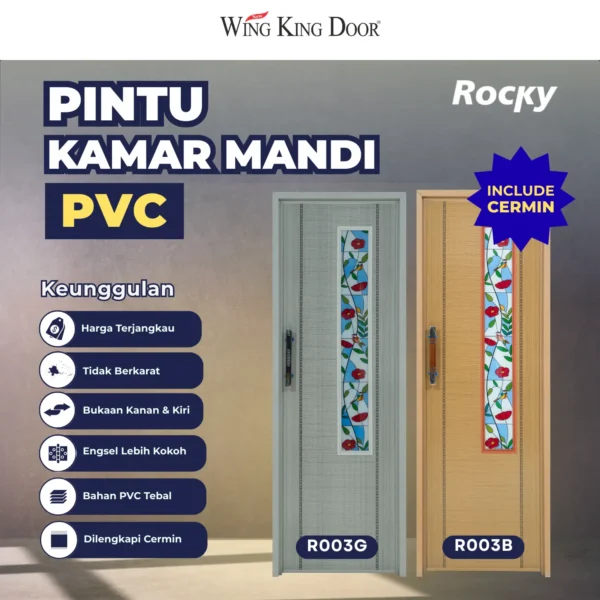pintu kamar mandi pvc cermin rocky r003