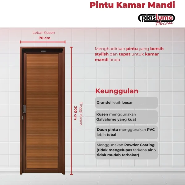 Detail motif garis horizontal pintu PVC Plaslume.