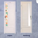 Pintu kamar mandi galvalum estetik Wing King Door Stylish Xtra Colour dengan cat powder coating halus dan cermin terintegrasi.