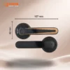 Dimensi Ukuran Porta Smart Lock PS0700 Ukuran panel 157x62 mm Porta Smart Lock PS0700 cocok untuk pintu dengan ketebalan 35 sampai 50 mm.