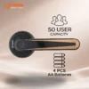 Sumber Daya Porta Smart Lock PS0700 Tempat 4 baterai AAA dan port USB Type B darurat pada Porta Smart Lock PS0700.