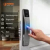 6 mode akses kunci pintu digital Porta Smart Lock PK3600 meliputi face recognition App Tuya fingerprint password kartu dan kunci.