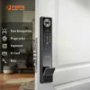 5 mode akses kunci pintu digital Porta Smart Lock PC2000 meliputi face recognition sidik jari password kartu IC dan kunci fisik.