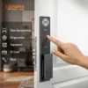 5 mode akses kunci pintu digital Porta Smart Lock PC6000 meliputi face recognition sidik jari password kartu IC dan kunci fisik.