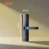 Detail ukuran panel Porta Smart Lock PZ1700 270x62 mm untuk pintu kayu besi dan PVC.